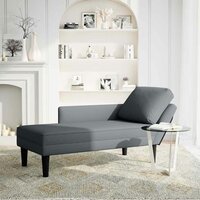 Chaise longue met kussen&amp;rechterarmleuning fluweel donkergrijs 2
