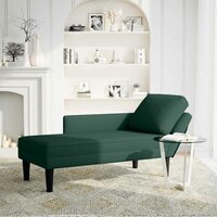 Chaise longue met kussen&amp;rechterarmleuning fluweel donkergroen 2
