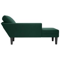 Chaise longue met kussen&amp;rechterarmleuning fluweel donkergroen 5