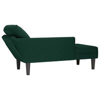 Chaise longue met kussen&amp;rechterarmleuning fluweel donkergroen 6