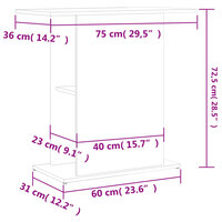 Aquariumstandaard Wit 75x36x72,5 cm Bewerkt Hout 8