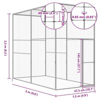 Kattenkooi 3x1,5x2,5 m gegalvaniseerd staal 5