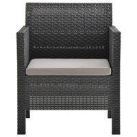 Tuinstoel met kussen antraciet 63x65x76 cm PP rattan 2
