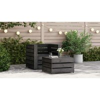 2-delige Loungeset pallet ge&iuml;mpregneerd grenenhout grijs 2