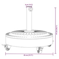 Parasolvoet met wielen voor stok van &Oslash;38 / 48 mm 27 kg rond 8