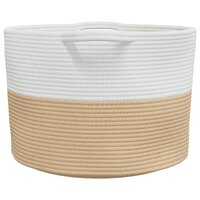 Wasmand &Oslash; 55x36 cm katoen beige en wit 5