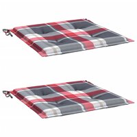 Tuinstoelkussens 2 st 50x50x4 cm oxford stof ruitpatroon rood 3