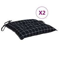 Stoelkussens 2 st 50x50x7 cm stof ruitpatroon zwart 2