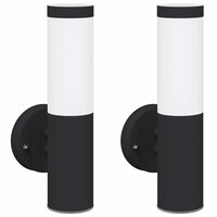Buiten Wandlamp 2 pcs Zwart 15 x 7,5 x 33 cm 2