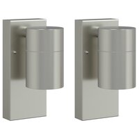 Buiten Wandlamp 2 pcs Zilver 6,5 x 10,5 x 16 cm RVS en Glas 2