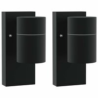 Buiten Wandlamp 2 pcs Zwart 6,5 x 10,5 x 16 cm RVS en Glas 2