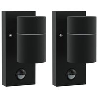 Buiten Wandlamp 2 pcs Zwart 6,5 x 10,5 x 16 cm RVS en Glas 2