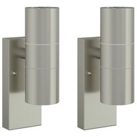 Buiten Wandlamp 2 pcs Zilver 7 x 10 x 22 cm RVS en Glas 2