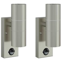 Buiten Wandlamp 2 pcs Zilver 7 x 10 x 22 cm RVS en Glas 2