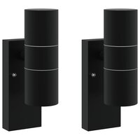 Buiten Wandlamp 2 pcs Zwart 7 x 10 x 22 cm RVS en Glas 2