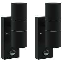 Buiten Wandlamp 2 pcs Zwart 7 x 10 x 22 cm RVS en Glas 2