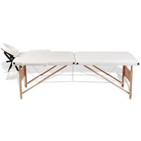 Inklapbare massagetafel 2 zones met houten frame (creme) 5