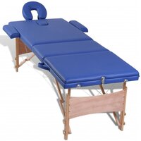 Inklapbare massagetafel 3 zones met houten frame (blauw) 7