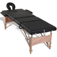 Inklapbare massagetafel 3 zones met houten frame (zwart) 5