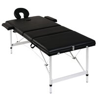 Inklapbare massagetafel 3 zones met aluminium frame (zwart) 3