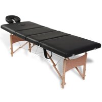 Inklapbare massagetafel 4 zones met houten frame (zwart) 2