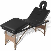Inklapbare massagetafel 4 zones met houten frame (zwart) 6