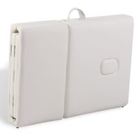 Inklapbare massagetafel 4 zones met houten frame (creme) 8