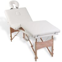 Inklapbare massagetafel 4 zones met houten frame (creme) 9