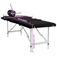 Massagetafel met 4 zones inklapbaar aluminum frame zwart 7