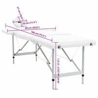 Massagetafel inklapbaar met aluminium frame (vier delen / cr&egrave;mewit) 8