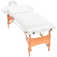 Massagetafel 10 cm dik 2 zones inklapbaar wit 2