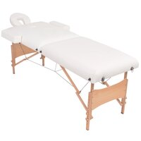 Massagetafel- en krukset inklapbaar 2 zones 10 cm dik wit 2