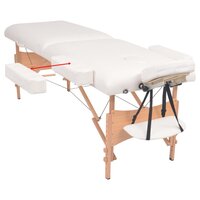 Massagetafel- en krukset inklapbaar 2 zones 10 cm dik wit 3