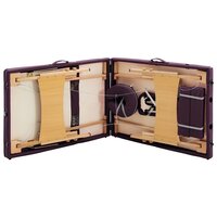 Massagetafel inklapbaar 3 zones hout wijnpaars 6