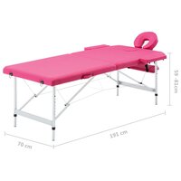 Massagetafel inklapbaar 2 zones aluminum roze 9