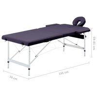 Massagetafel inklapbaar 2 zones aluminum paars 9