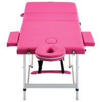 Massagetafel inklapbaar 3 zones aluminum roze 4