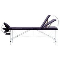 Massagetafel inklapbaar 3 zones aluminum paars 3