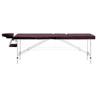 Massagetafel inklapbaar 3 zones aluminum wijnpaars 2