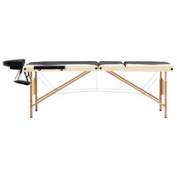 Massagetafel inklapbaar 3 zones hout zwart en beige 2