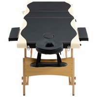 Massagetafel inklapbaar 3 zones hout zwart en beige 4