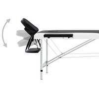 Massagetafel inklapbaar 2 zones aluminium zwart en wit 4
