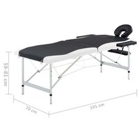 Massagetafel inklapbaar 2 zones aluminium zwart en wit 9