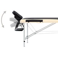 Massagetafel inklapbaar 2 zones aluminium zwart en beige 4