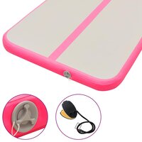 Gymnastiekmat met pomp opblaasbaar 300x100x10 cm PVC roze 8