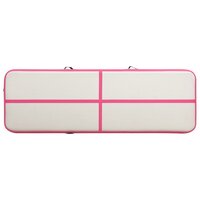 Gymnastiekmat met pomp opblaasbaar 300x100x15 cm PVC roze 4