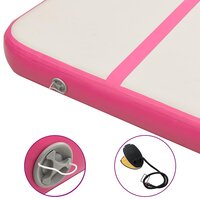 Gymnastiekmat met pomp opblaasbaar 500x100x15 cm PVC roze 6
