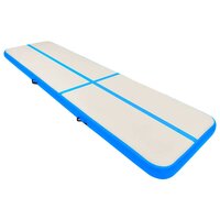 Gymnastiekmat met pomp opblaasbaar 600x100x15 cm PVC blauw 2