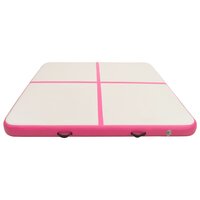 Gymnastiekmat met pomp opblaasbaar 200x200x10 cm PVC roze 3