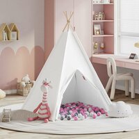 Tipi Tent Wit 120 x 120 x 150 cm Stof en Plastic 4